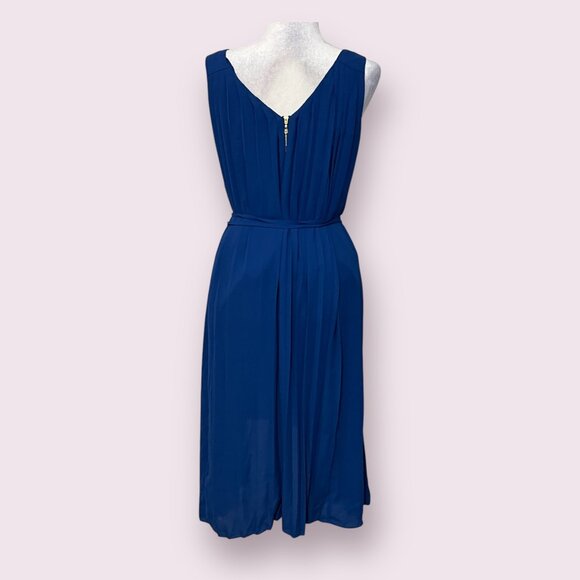RACHEL Rachel Roy Blue Pleated High-Low Dress Size 6 Sleeveless Belted Lined - Picture 3 of 11